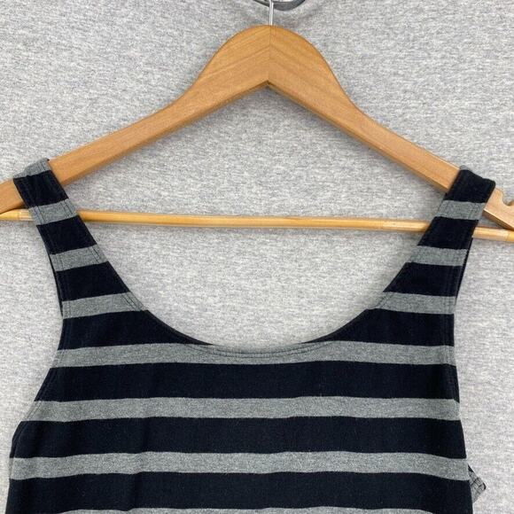 Express Tank Top Womens Small Petite Back Gray Striped 1/2 Zip Front Swing Skirt - Picture 7 of 12